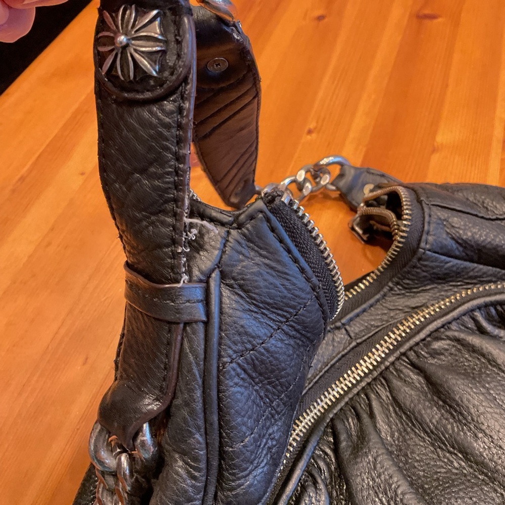 B. MAKOWSKY HOBO SHOULDER BAG VINTAGE 90’s Y2K BLACK LEATHER SILVER HARDWARE - Picture 16 of 16